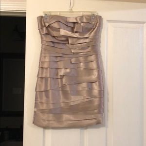 Tiered Champagne Bebe Cocktail Dress